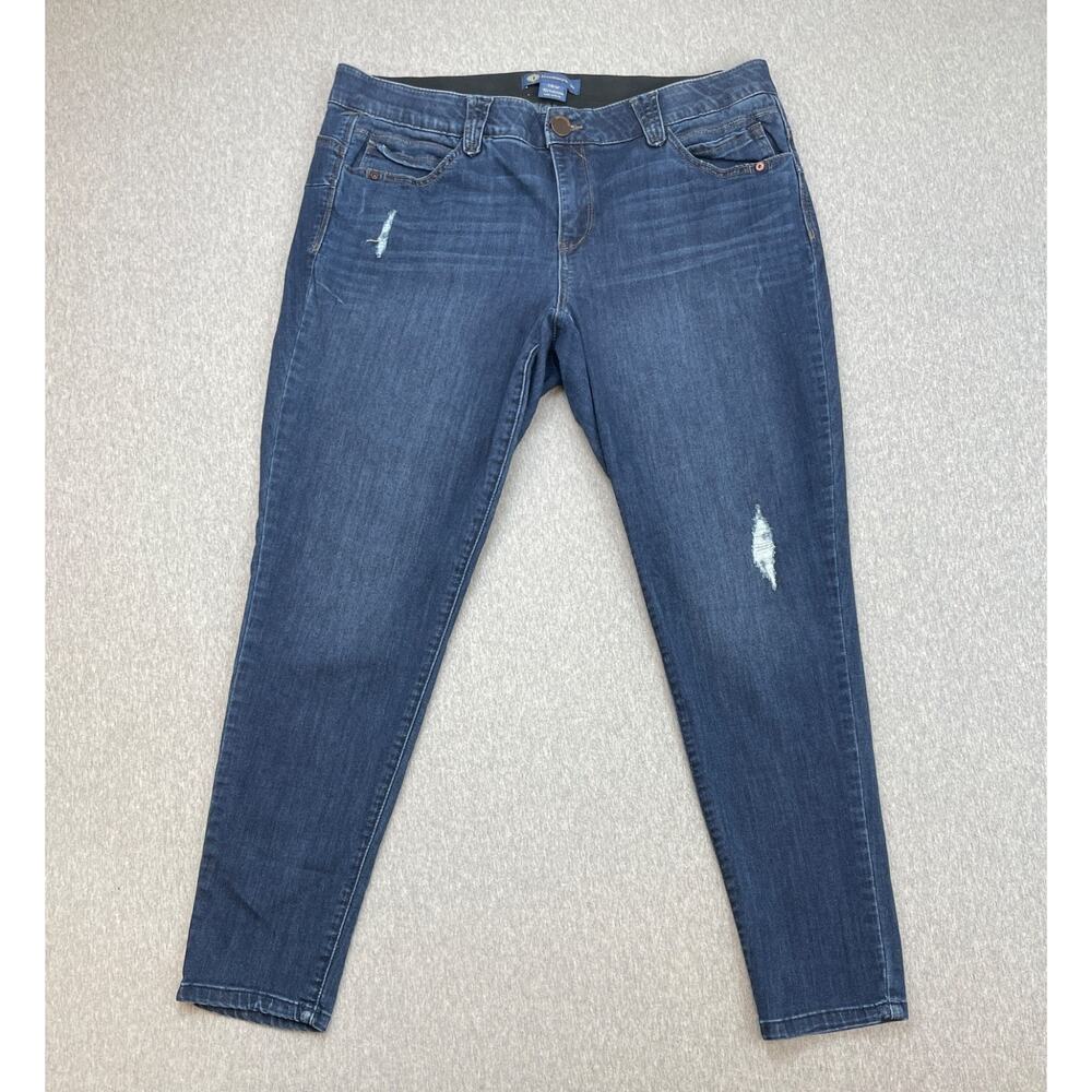 Democracy Jeans Womens 18W Blue Cotton Blend Stretch Distressed Skinny Leg